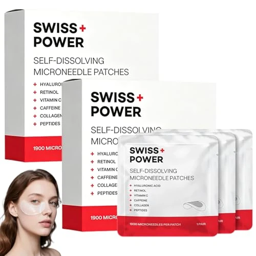 Offerta a tempo: Swiss Power Patch Occhi con Microaghi, 2026 Nuovo Swiss Power Cerotti Occhi Antirughe, Maschera Occhi per Occhiaie e Borse, Patch Contorno Occhi Antirughe per una Cura Quotidiana (2 Scatole) - 56% da 65.99 € a 28.99 €