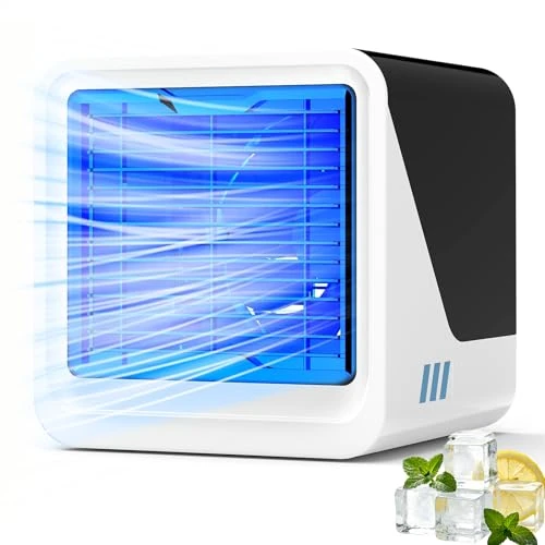 Offerta a tempo: Condizionatore Portatile 3 in 1, USB Aria Condizionata ad Acqua 500ML, 3 Velocità, Ventilatore Raffrescatore Evaporativo d'Aria Luce 7 Colori, Mini Climatizzatore Portatile senza Tubo per Casa Ufficio - 0.00% da 49.99 € a 49.99 €