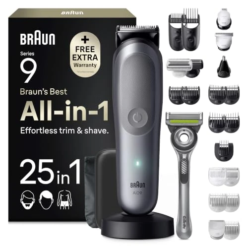 Offerta a tempo: Braun Rasoio Elettrico Barba e Capelli Serie 9, Accessori AIO9565 Grigio - 40% da 199.99 € a 119.99 €
