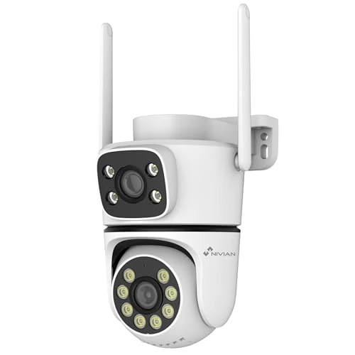 Offerta a tempo: Telecamera di sicurezza esterna NVIIAN Dual 3MP SuperHD 2K WiFi con doppia lente – Nessun punto cieco, tracciamento automatico AI, audio bidirezionale, IP65, controllo tramite app Tuya (Bianco) - 40% da 54.99 € a 33.26 €