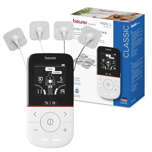 Offerta a tempo: Beurer EM 56 TENS/EMS Digitale, dispositivo di stimolazione 3-in-1 per il sollievo dal dolore senza farmaci tramite stimolazione nervosa elettrica, allenamento muscolare, 22 programmi - 42% da 59.99 € a 34.99 €
