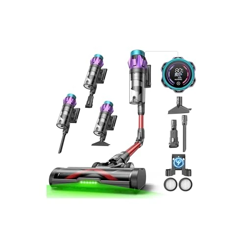 Offerta a tempo: Ultenic 55Kpa/80Min Aspirapolvere Senza Fili, Scopa Elettrica Senza Fili Potente con Tubo Pieghevole, Filtrazione Multi-Cono,Display Intelligente, Anti-Groviglio per Peli Animali/Pavimenti/Tappeti - 13% da 159.99 € a 139.98 €