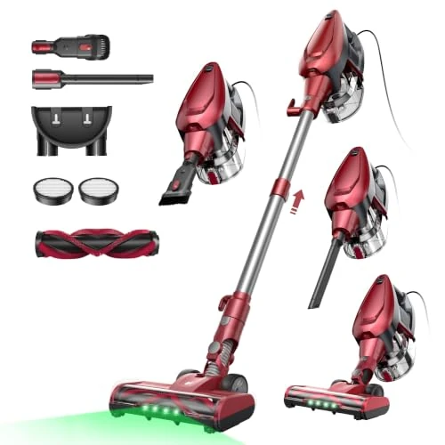 Offerta a tempo: Vexilar C9 Aspirapolvere con filo 70KPa, LED 5 in 1 Aspirapolvere Verticale, Anti-groviglio, Cavo 7m, Ultra-leggero,Scopa Elettrica con Filo Potente per Tappeti/Pavimenti/Peli di Animali - 15% da 109.99 € a 93.49 €
