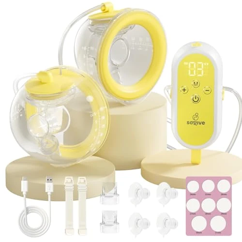 Offerta a tempo: Saglve Tiralatte Elettrico Indossabile - 80g Tira Latte Neonati con 4 Modalità 12 Livelli 300mmHg, Portatile Ricaricabile 21/24mm Flangia Breast Pump Electric Portatile Casa, Ufficio, Viaggio - 0.00% da 69.99 € a 69.99 €