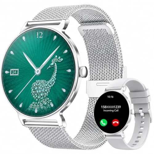 Offerta a tempo: taopodo Orologio Smartwatch Donna, Schermo Rotondo AMOLED 1,27", Chiamate Bluetooth, Monitoraggio Battito e Sonno Smart Watch Donna, 120+ Modalità Sportive, Impermeabilità IP68 (Argento) - 69% da 129.99 € a 39.99 €
