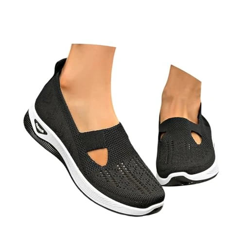 Offerta a tempo: Generico Scarpe Comode Donna,Scarpe Ortopediche Donna Estive Senza Lacci Sneakers Morbide Comode Ginnastica Scarpe Traspiranti Sportive Sneakers Leggere Antiscivolo Camminare Nero 40 - 0.00% da 15.98 € a 15.98 €