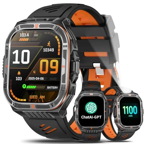 Tijdelijke aanbieding: AI Smartwatch voor heren, 1100 mAh batterij, chatGPT/kompas/led-zaklamp, 5,1 cm (2,01 inch), HD-display met hartslag, slaapbewaking, hartslagfunctie, IP68, iOS/Android van 69.99 € naar 69.99 € (0.00% korting)