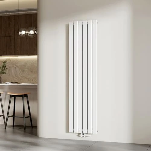 Offerta a tempo: EMKE Radiatore ad Acqua 180 x 46 cm, Termosifone a Parete con Pannelli Piatti Doppio, Riscaldamento Centralizzato per Soggiorno e Bagno, Attacco Centrale 50 mm, Bianco Lucido,1624 W,15 m² - 0.00% da 416.99 € a 416.99 €