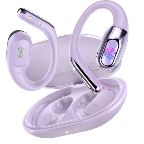 Offerta a tempo: AI Cuffie Traduzione Simultanea, 3-in-1 Bluetooth 6.0 Cuffie Traduzione con 165 Lingue/8 Modalità, 45 Ore Open Ear Auricolari Bluetooth con APP e Codice Autorizz Permanente per Viaggi/Affari, Viola - 69% da 129.99 € a 39.99 €