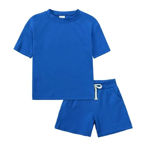 Offerta a tempo: Lggwunsi Completo Bambino Set 2 Pezzi in Cotone T Shirt Manica Corta e Pantaloncini Elastici Completo Estivi Tuta Sportivi Casual Tinta Unita Vestiti per Neonato Ragazzi - 0.00% da 21.98 € a 21.98 €