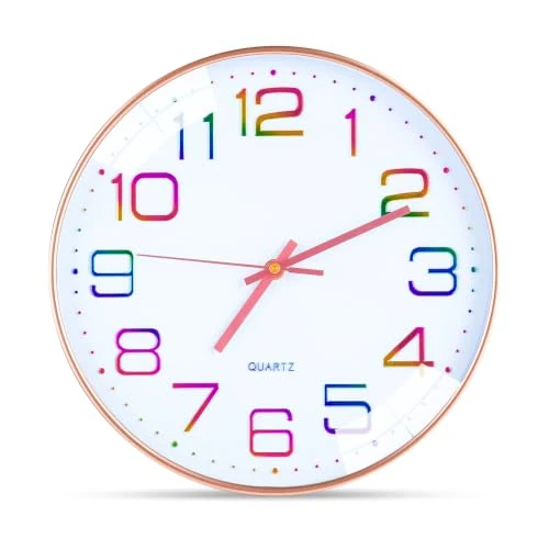 Zeitlich begrenztes Angebot: Gyxova Wanduhren, 3D Ziffern Bunt Wanduhren,30cm Modern Ohne Tickgeräusche, Modern Quarz Groß Batterie Wanduhr,Roségold Wanduhre für Küche, Kinderzimmer,Wohnzimmer, Schlafzimmer, Büro von 12.99 € auf 11.99 € (8% Rabatt)