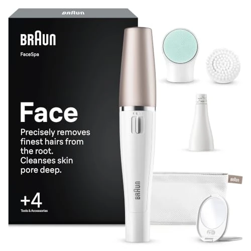 Offerta a tempo: Braun FaceSpa Epilatore Viso Donna con Spazzola di Pulizia, 851V Bianco - 41% da 119.99 € a 70.21 €