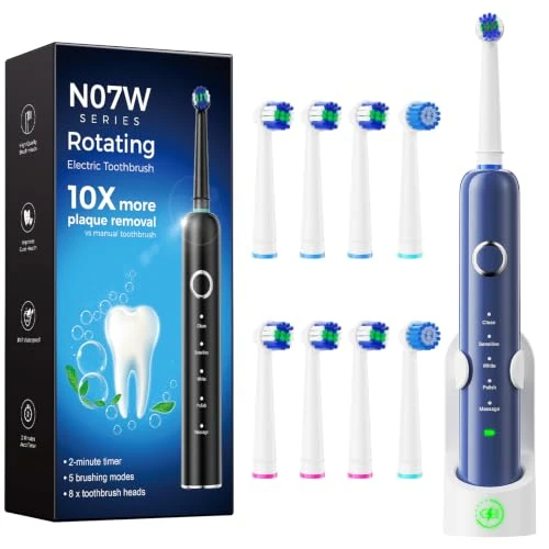 Offerta a tempo: Novalun Spazzolino Elettrico Rotante per Adulti e Bambini, Blu - 41% da 46.76 € a 27.54 €