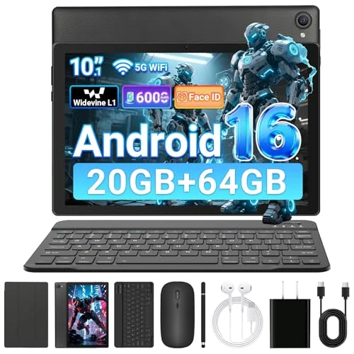 Offerta a tempo: Gleeso Tablet Android 16 da 10 Pollici, Tablet con Tastiera 20GB+TF 1TB, Android Tablet PC con Mouse, Penna Stylus, 6000mAh, Fotocamera da 8MP, WiFi 5G, Laptop Portatile per Studenti e Aziende - 37% da 149.99 € a 94.99 €