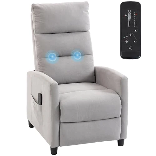 Offerta a tempo: HOMCOM Poltrona Massaggiante Reclinabile Manuale 160°, 2 Punti di Massaggio e Poggiapiedi, Poltrona Relax Imbottita in Ciniglia, con Telecomando, Tasche Laterali, per Casa Ufficio, Grigio Chiaro - 0.00% da 165.95 € a 165.95 €