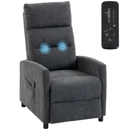 Offerta a tempo: HOMCOM Poltrona Massaggiante Reclinabile Manuale 160°, 2 Punti di Massaggio e Poggiapiedi, Poltrona Relax Imbottita in Ciniglia, con Telecomando, Tasche Laterali, per Casa Ufficio, Grigio Scuro - 0.00% da 165.95 € a 165.95 €