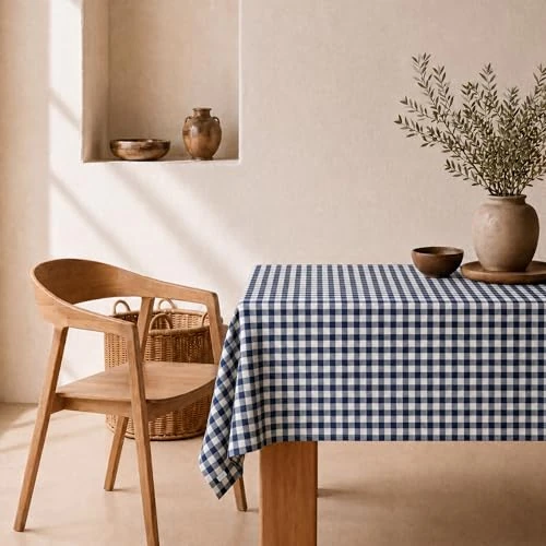Limited-time offer: svet Stain-Resistant Tablecloth, Extra Soft Fabric, Rectangular Table, Waterproof Cotton, 140 x 200 cm (Vichy Navy Blue) from 20.86 £ to 20.86 £ (save 0.00%)