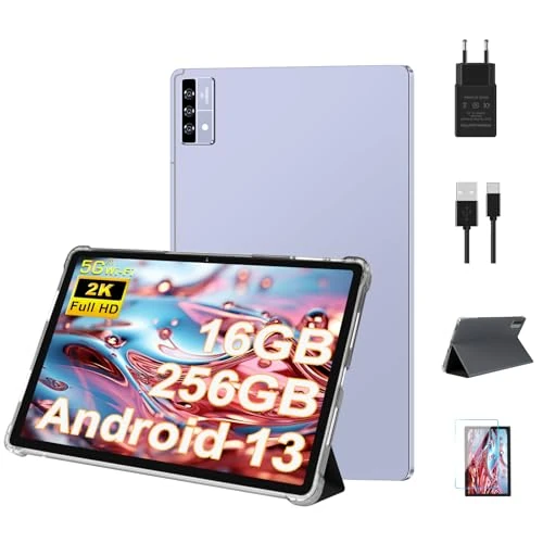 Offerta a tempo: 2026 Tablet 11 Pollici Android, 16GB RAM+256GB ROM/TF 1TB, 2K FHD Schermo 2000*1200, Batteria 8600mAh, Octa-Core, 5MP+13MP+2MP, 4 Altoparlantis, GPS, 5G Wi-Fi, BT 5.0, Tablet con Custodia - Grigio - 35% da 169.99 € a 109.99 €