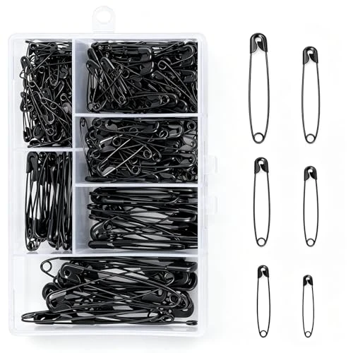 Offerta a tempo: 300 spille da balia, 6 misure, 20 mm – 55 mm, resistenti alla ruggine, spille di sicurezza per vestiti, artigianato, cucito (nero aggiornato) - 0.00% da 9.49 € a 9.49 €