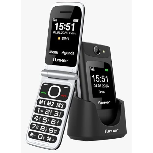 Oferta limitada: Funker C250 Comfort Power 4G - Teléfono Móvil de Tapa para Mayores, Base de Carga, Teclado de Alto Contraste, Botón SOS, Fácil de Usar, 3 Memorias Directas, Batería de 1450 mAh, Negro de 49.99 € a 49.99 € (ahorro 0.00%)