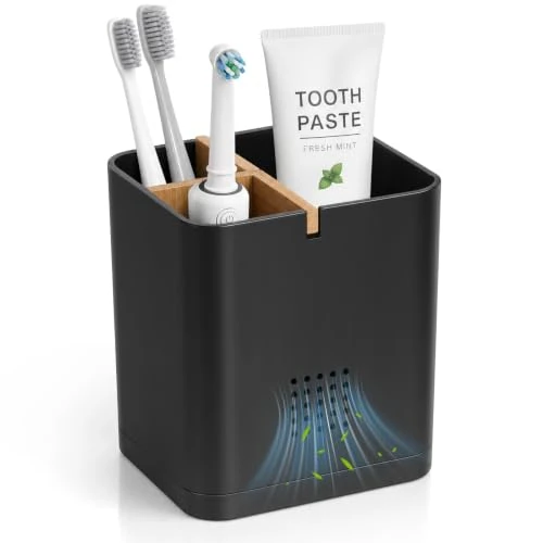 Offerta a tempo: VINATO Porta Spazzolino Elettrico con Fori di Drenaggio Portaspazzolini da Bagno Con 3 Scomparti Regolabile Porta Spazzolini Elettrici Portaspazzolini Organizer per Bagno Casa Ufficio - 0.00% da 11.99 € a 11.99 €