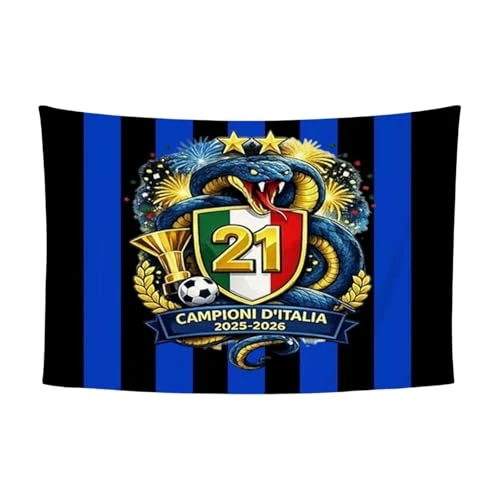 Offerta a tempo: Lggwunsi Bandiera 21 Scudetto Nero Azzurra, Scialle Stendardo Campioni d'Italia 2025/26, Sciarpa Coperta per Tifosi, Dimensione 90x150 cm, Decorazione Stadio e Accessorio per Partite - 0.00% da 11.98 € a 11.98 €
