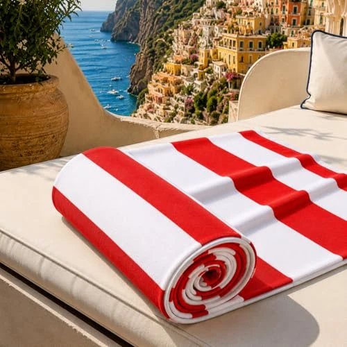 Oferta limitada: PETTI ARTIGIANI ITALIANI - Toalla de Playa de Microfibra, Toalla para la Playa o la Piscina, Toalla para Tumbona, Grande (90 x 180 cm), Rayas Blancas y Rojas. de 19.90 € a 19.90 € (ahorro 0.00%)