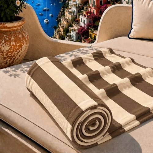 Oferta limitowana: PETTI Artigiani Italiani Ręcznik plażowy z mikrofibry, ręcznik plażowy lub basenowy, ręcznik plażowy, duży 90 x 180 cm, paski brązowy beżowy z 117.43 zł na 94.21 zł (oszczędź 19.77%)