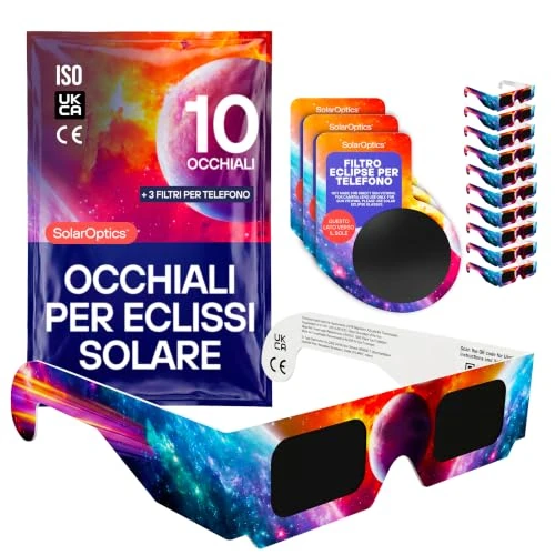 Offre limitée : Solar Optics Lunettes Éclipse Solaire 10 Pack avec 3 Filtres Smartphone – Certifiées ISO 12312-2 et CE, Kit Complet pour Observer et Photographier l’Éclipse 2026 de 9.99 € à 9.99 € (0.00% de remise)