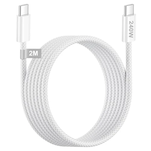 Offre limitée : 240W Câble USB C vers USB C 2M, PD 3.1 Câble USB C Charge Rapide Cable Chargeur Type C Cordon pour MacBook Pro/Air, iPad Pro/Air/Mini 6 7/10 11 Gen,iPhone Duo 18Pro 18 17 16 15 Pro Max,Samsung Galaxy de 7.99 € à 7.99 € (0.00% de remise)