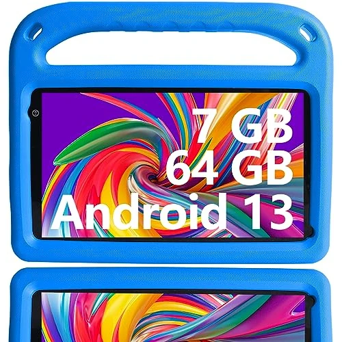 Offerta a tempo: SUAAT Tablet Android | 7GB RAM + 64GB ROM | 7 Pollici Tablet WiFi Bluetooth GPS Istruzione + Giochi Doppia Fotocamera Backup con Custodia EVA - Blu - 0.0% da 94.99 € a 94.99 €