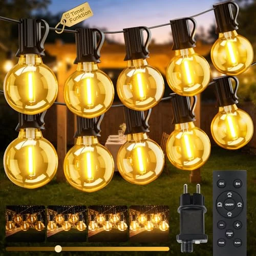 Offre limitée : Guirlande Lumineuse Exterieure Guinguette Electrique 30M, G40 98.4FT Étanche LED Guirlande Ampoule Exterieur, Guirlandes Lumières Extérieur Connectable pour Jardin Terrasse Balcon Mariage de 39.99 € à 36.99 € (8% de remise)