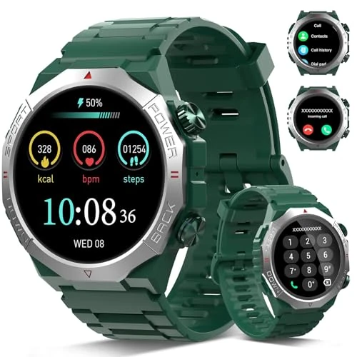 Offerta a tempo: Smartwatch Uomo Militare, Orologio Smartwatch 1.43" con Chiamate Bluetooth, 100+ Modalità Sportive, Batteria 1000 mAh, Monitoraggio Sonno e Cardiofrequenzimetro, Torcia e Bussola per IOS/Android - 33% da 29.99 € a 19.99 €