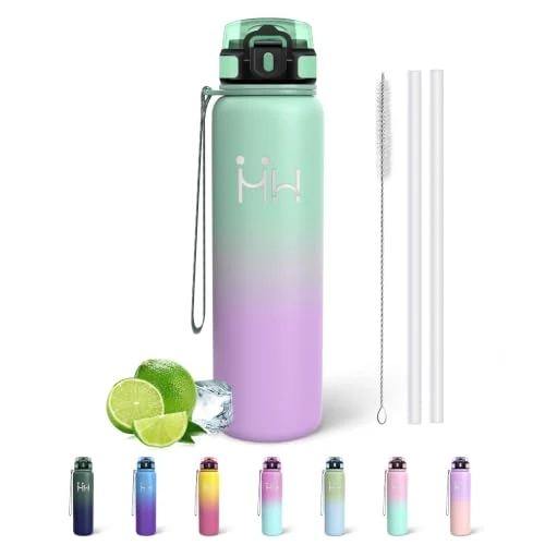 Offerta a tempo: Mujigaga Borraccia Termica con Cannuccia, Borraccia 1 litro Senza BPA, Borracce Palestra Acciaio Inox, Facile da Pulire, Senza Perdite Bottiglia Termica per Fitness, Ufficio, Sport - 0.00% da 30.87 € a 30.87 €