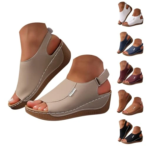 Offerta a tempo: Ciabatte Donna Estive Ortopediche Eleganti Sandali Donna Comode con Zeppa Pantofole da Casa Leggeri Punta Aperta Antiscivolo Arch Support Casual Sandalo per Mare, Spiaggia, 2026 - 0.00% da 14.99 € a 14.99 €
