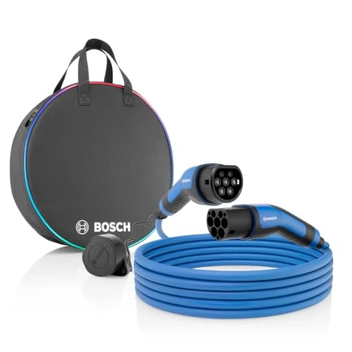 Offre limitée : Bosch Câble Recharge Voiture Électrique - 11 KW, 7 m, 20 A triphasé | pour Véhicules Électriques et Hybrides Rechargeables - Type 2 vers Type 2, Mode 3 - Sac de Transport Inclus de 165.00 € à 140.25 € (15% de remise)