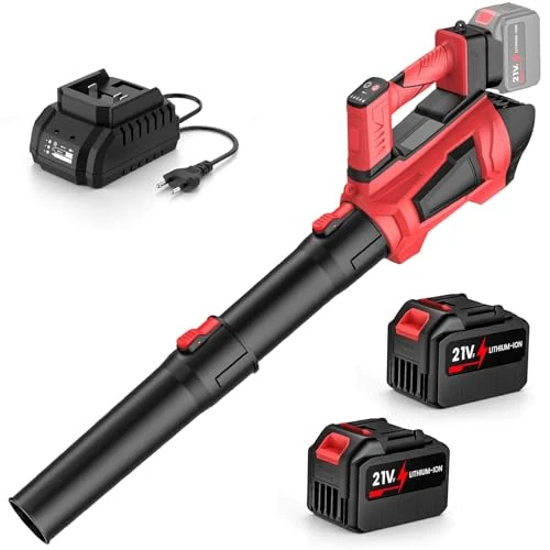 Offerta a tempo: Soffiatore a Batteria 21V con 2x 4.5Ah Batterie, Soffiatore Foglie Potente 360 km/h, Motore Brushless, 5 Velocità + Turbo, 3 Tubi, Tracolla, Compatibile 18V, per Giardino, Auto, Neve, Cortile - 0.00% da 129.99 € a 129.99 €