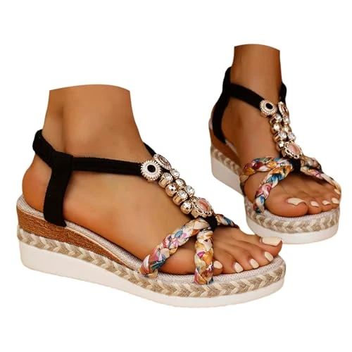 Offerta a tempo: Sandali Ortopedici Donna,Bohemien Sandali Donna Estive Comode infradito da Spiaggia Ortopedici Aperta Sportivi Scarpe Trekking Antiscivolo Sandalo Comodi Leggeri Ciabatte Nero 39/EU - 0.00% da 23.98 € a 23.98 €