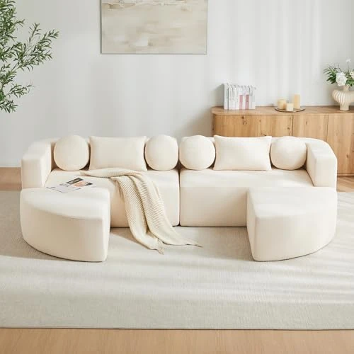 Zeitlich begrenztes Angebot: Bladez Cloud Sofa Modular mit Schlaffunktion, Chenille Schlafcouch, Komprimiertes Lounge Sofa, Deep Seat Couch ohne Montage, Modernes Wohnzimmer Sofa Grau (Beige) von 512.00 € auf 512.00 € (0.00% Rabatt)