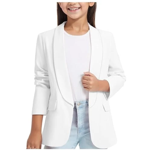 Offerta a tempo: Generico Tailleur Bambina, Blazer Bambina - Giacca Elegante Maniche Lunghe a Risvolto, Leggera e Traspirante per Primavera e Estiva, Casual Comoda con Tasche, Taglie 5-6 anni Bianco - 0.00% da 33.44 € a 33.44 €