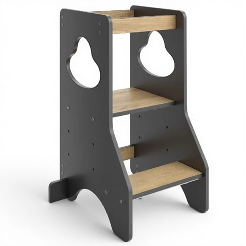 Offerta a tempo: COSYLAND Torre Educativa Bambini, 80 x 50 x 37 cm, Nero E Naturale Classico - 19% da 69.99 € a 56.49 €