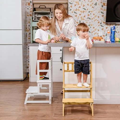 Limited-time offer: COSYLAND Montessoriana Tower for Kids 2 in 1 - Montessoriana Tower with Removable Protection, Turns to Ladder, 300 lbs Capacity for Kitchen/Bathroom/Living Room/Bedroom (Natural) from $83.13 to $83.13 (save 0.00%)