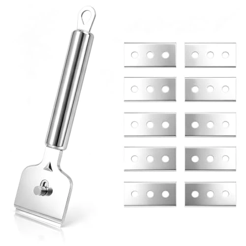 Oferta limitada: VINATO Rascador de Limpieza de Acero Inoxidable con 8 Cuchillas de Repuesto, Protector de Cuchilla Ajustable, Mango Ergonómico – para Vidrio, Placa Inducción, Horno, Elimina Pegatinas, Pintura de 7.59 € a 7.59 € (ahorro 0.00%)