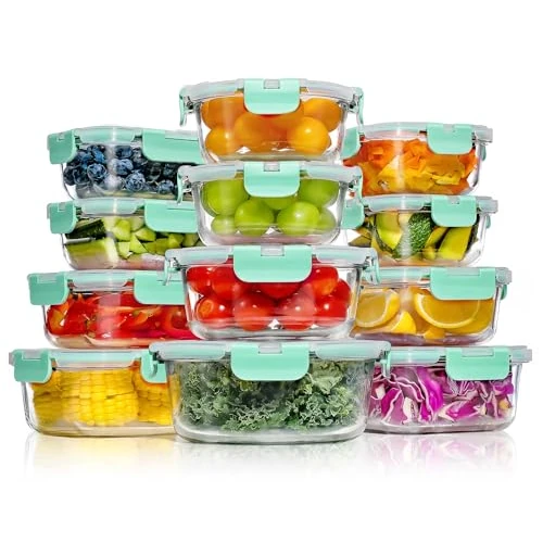Offerta a tempo: YASHE Set 12 Contenitori Vetro per Alimenti con Coperchi Ermetici, Senza BPA, Adatti a Microonde, Forno, Frigo e Congelatore, per Meal Prep, Verde - 80% da 39.99 € a 8.00 €