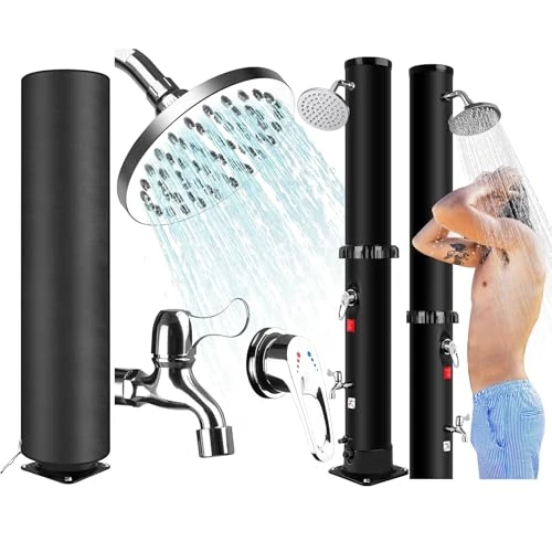 Oferta limitada: Ducha Solar Exterior 40L, Ducha Solar de Jardín con Funda Protectora, Cabezal 360°, Grifo Lavapiés, Agua Caliente hasta 60°C, PVC Negro para Piscina, Terraza y Camping de 99.99 € a 94.99 € (ahorro 5%)