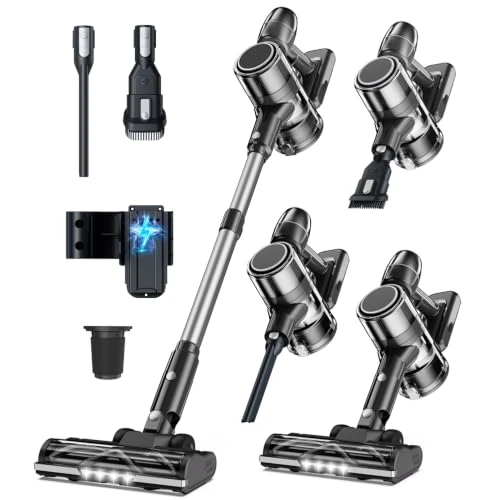 Oferta limitada: Syntecno Aspiradora Sin Cable Aspirador Escoba - Aspiradoras de Mano Vertical Electricas Cordless Vacuum Cleaner Potente Inalámbrica de Pie Bateria con Cepillo para Pelos de Mascota Suelo y Alfombra de 359.96 € a 69.99 € (ahorro 81%)