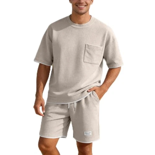Offerta a tempo: Generico Completo Estivo Uomo 2 Pezzi - Tuta Estiva Casual Per Spiaggia Completi Tute Da Ginnastica T Shirt Manica Corta + Pantaloni Set Leggera Completi Sportivi Magliette Uomo Corta Scollo Tondo - 0.00% da 20.90 € a 20.90 €