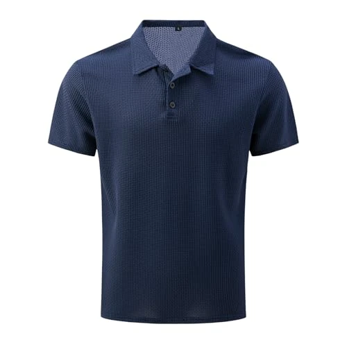 Offerta a tempo: Generico Breeze Polo Uomo Manica Corta Asciugatura Rapida Traspirante Tennis Polo Shirt Camicie Estate per Uomo Button Front T-Shirts Sport Shirt Basic Regular Fit Golf - 0.00% da 14.99 € a 14.99 €