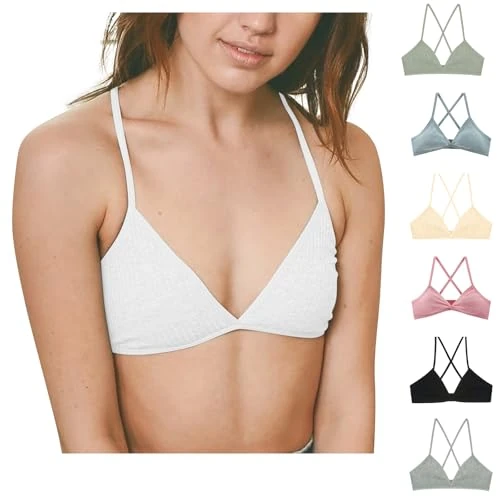Offerta a tempo: Generico Reggiseno Senza Ferretto Donna in Cotone con Spalline Incrociate Tessuto Elasticizzato Bralette Senza Etichette Intimo Donna Morbido Leggero Comfort per Quotidiano Sport C Bianco S - 0.00% da 15.98 € a 15.98 €