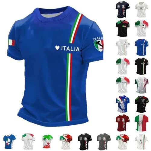 Offerta a tempo: Lggwunsi maglia traspirante uomo, Maglietta Italia Calcio Uomo Manica Corta Maglia Calcio Italia T-Shirt con Bandiera Italiana Classico Camicia Maglia Italy Traspirante Magliette per Celebrazione, L - 0.00% da 15.98 € a 15.98 €